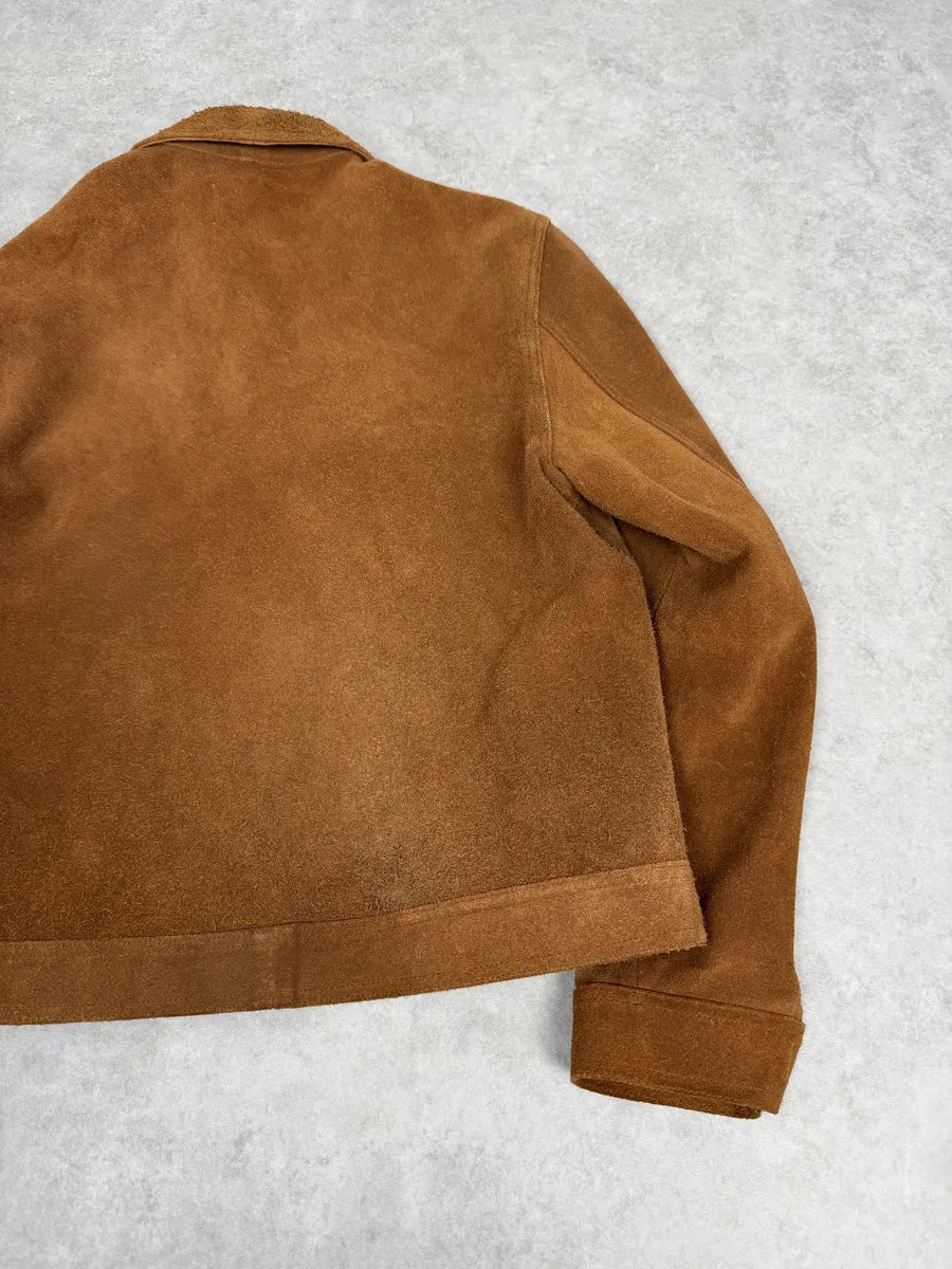 Our Legacy Brown Heavy Suede Leather Buttoned Jacket Jfebhwq 5