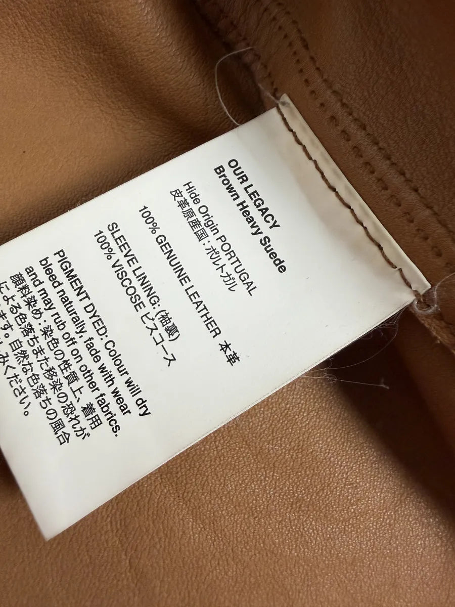 Our Legacy Brown Heavy Suede Leather Buttoned Jacket Jfebhwq 8