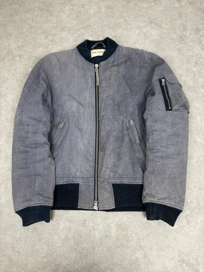 Our Legacy Dyed Blue Eroded Bomber Jacket HzMGfPW 2