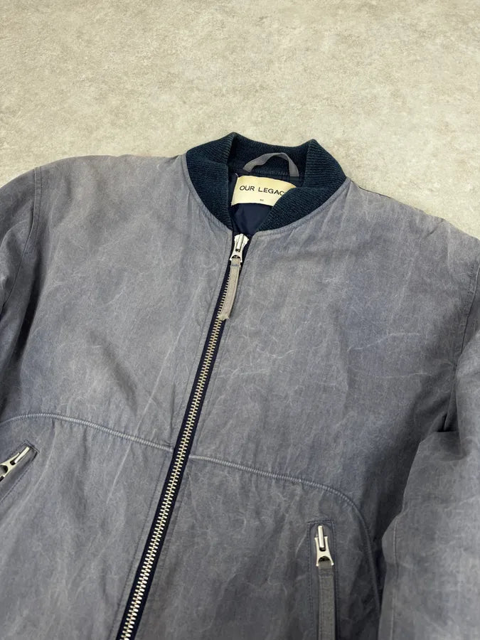 Our Legacy Dyed Blue Eroded Bomber Jacket HzMGfPW 4
