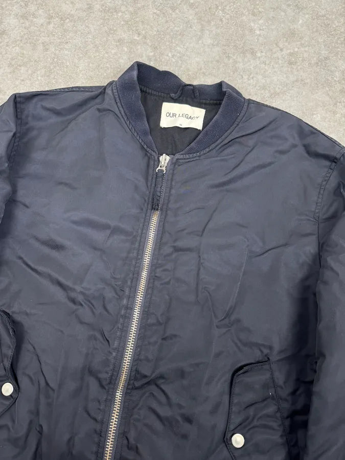 Our Legacy Midnight Shine Navy Nylon Bomber Jacket AcJDAjb 4