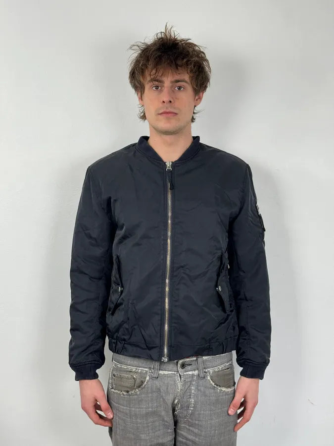 Our Legacy Midnight Shine Navy Nylon Bomber Jacket AcJDAjb 1
