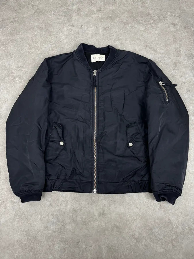 Our Legacy Midnight Shine Navy Nylon Bomber Jacket AcJDAjb 0