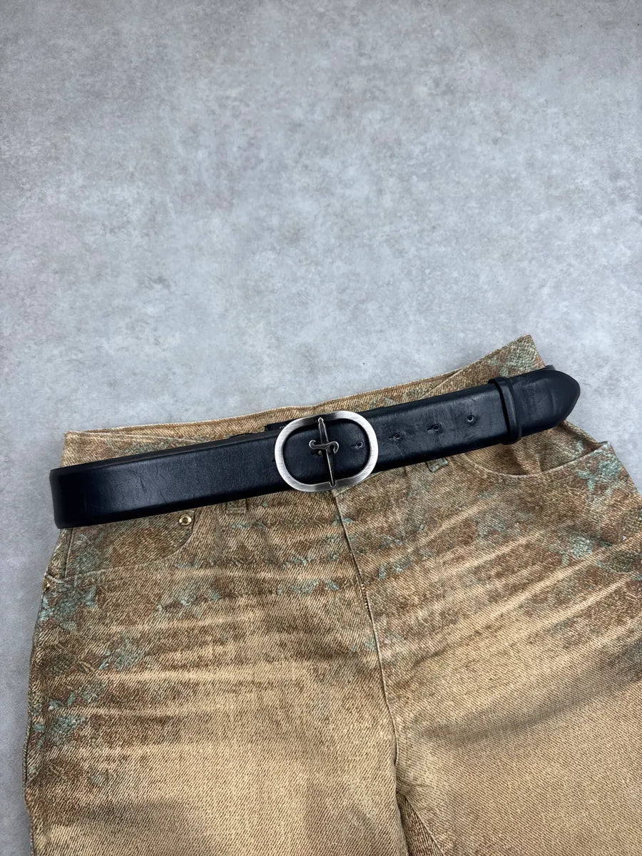 Cesare Paciotti Black Leather Oval Dagger Belt ovqJLBlV 0