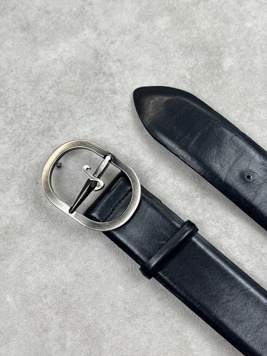 Cesare Paciotti Black Leather Oval Dagger Belt ovqJLBlV 3