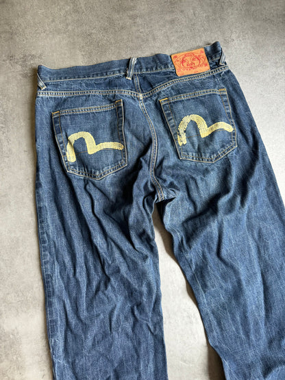 2000s Evisu Logo Japanese Blue Denim Pants (M) - 3