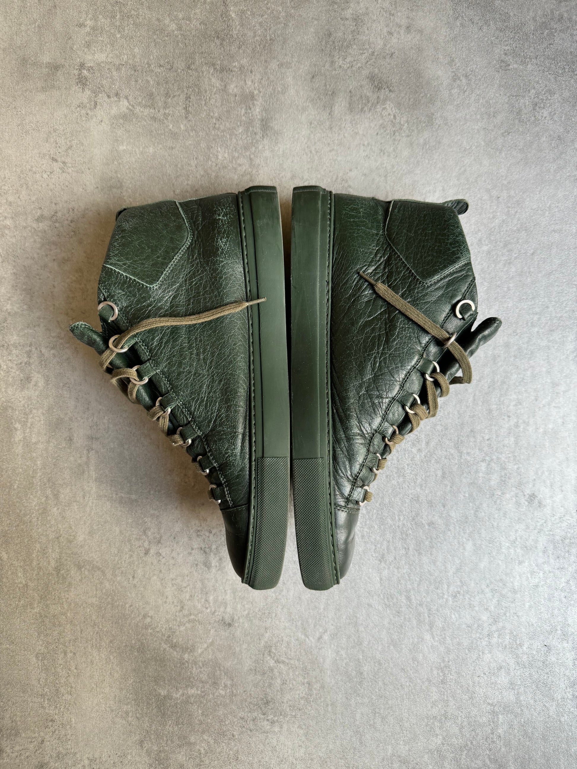 Balenciaga Arena High Green Leather Shoes (45) - 8