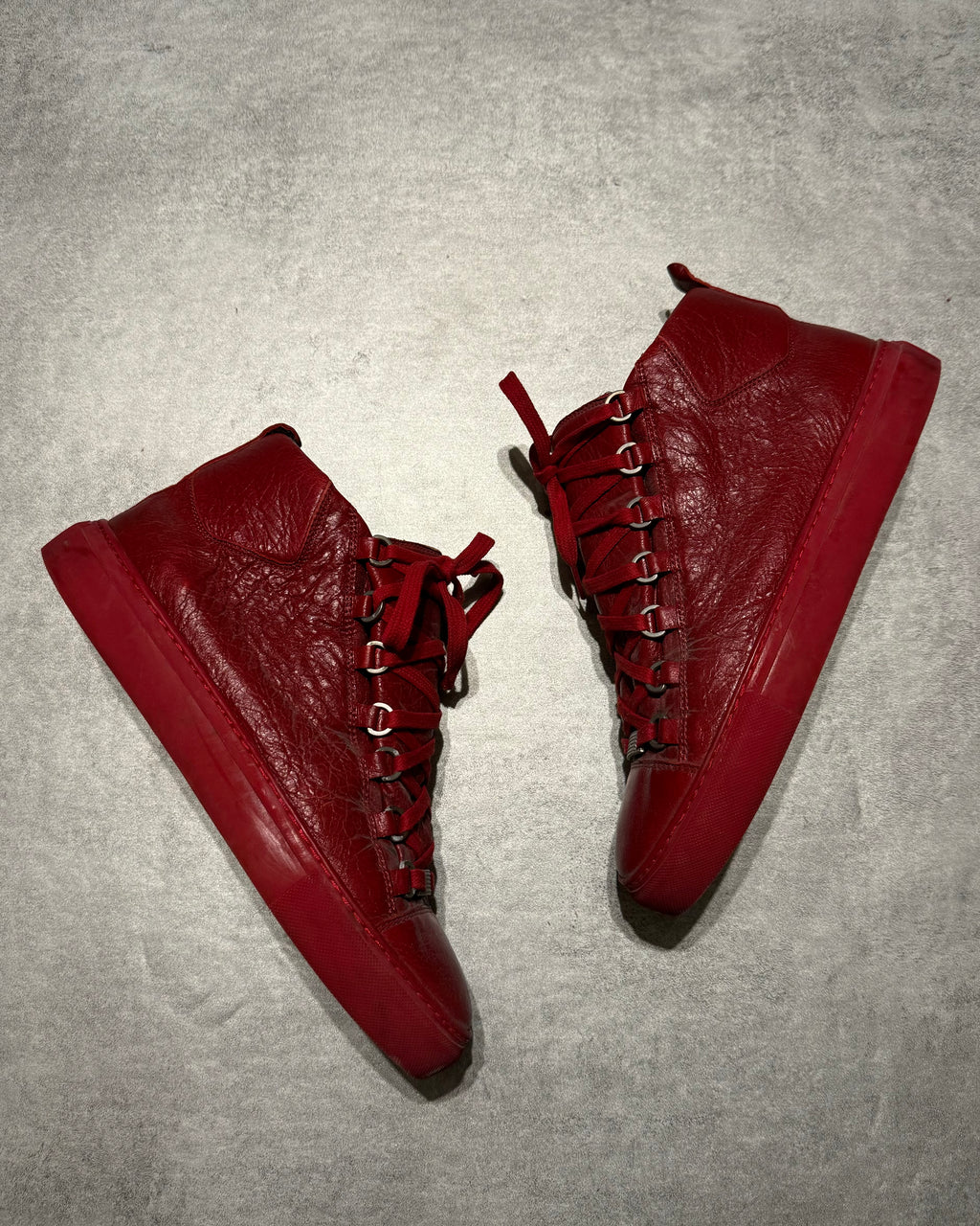 Balenciaga Arena Red High Top Leather Sneakers (41,5) - 8
