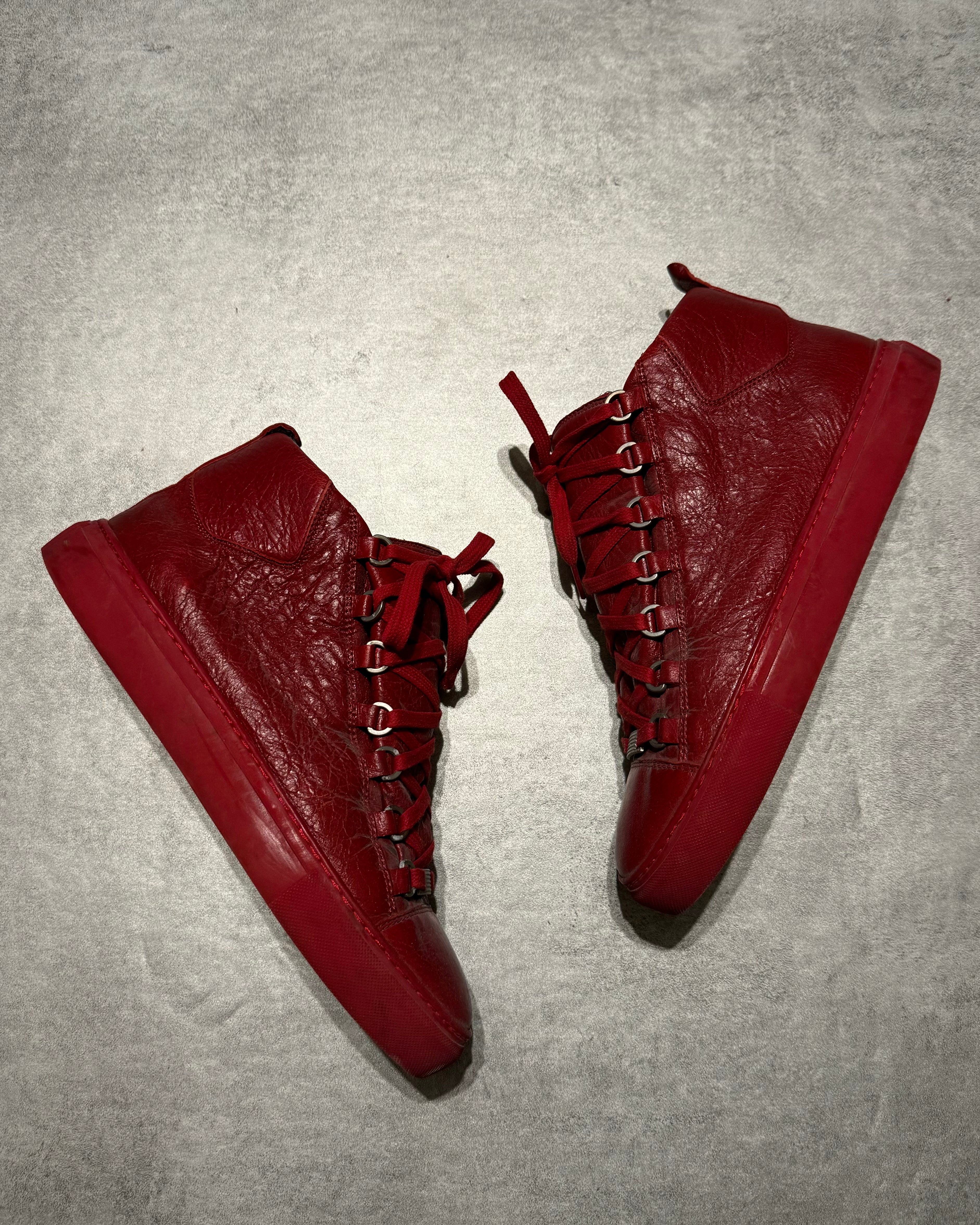 Balenciaga Arena Red High Top Leather Sneakers (41,5) - 8