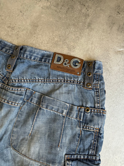 SS2004 Dolce & Gabbana Blue Denim Cargo Relaxed Pants (M/L) - 3