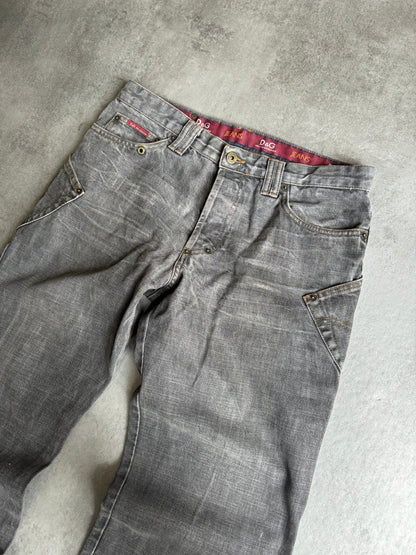 AW2003 Dolce & Gabbana Grey Eroded Denim Jeans (L) - 3