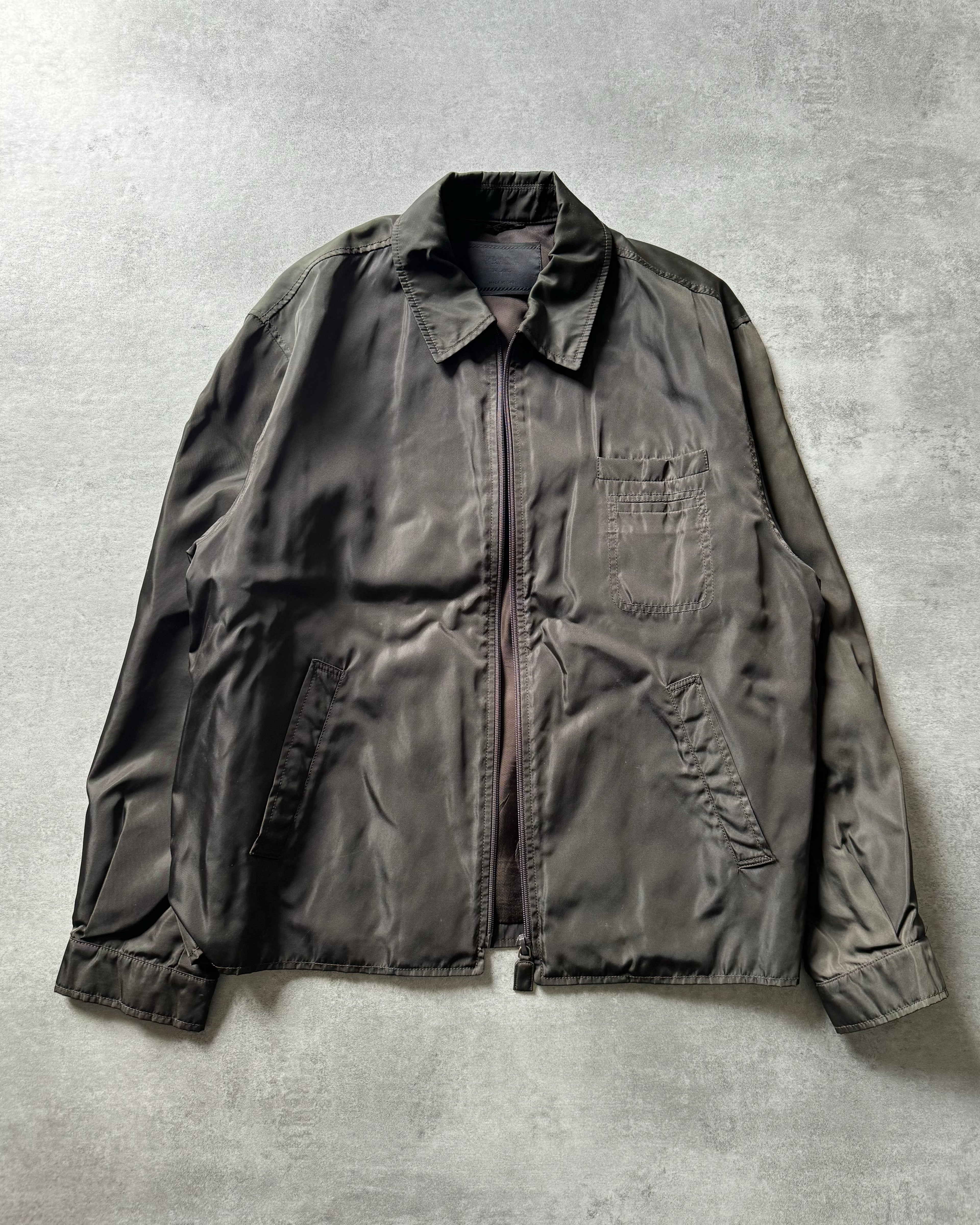 FW1994 Prada Nylon Olive Light Coach Jacket (XL) - 5