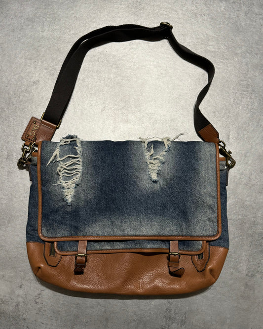 2000s Dolce & Gabbana Leather & Distressed Denim Shoulder Bag (OS) - 1