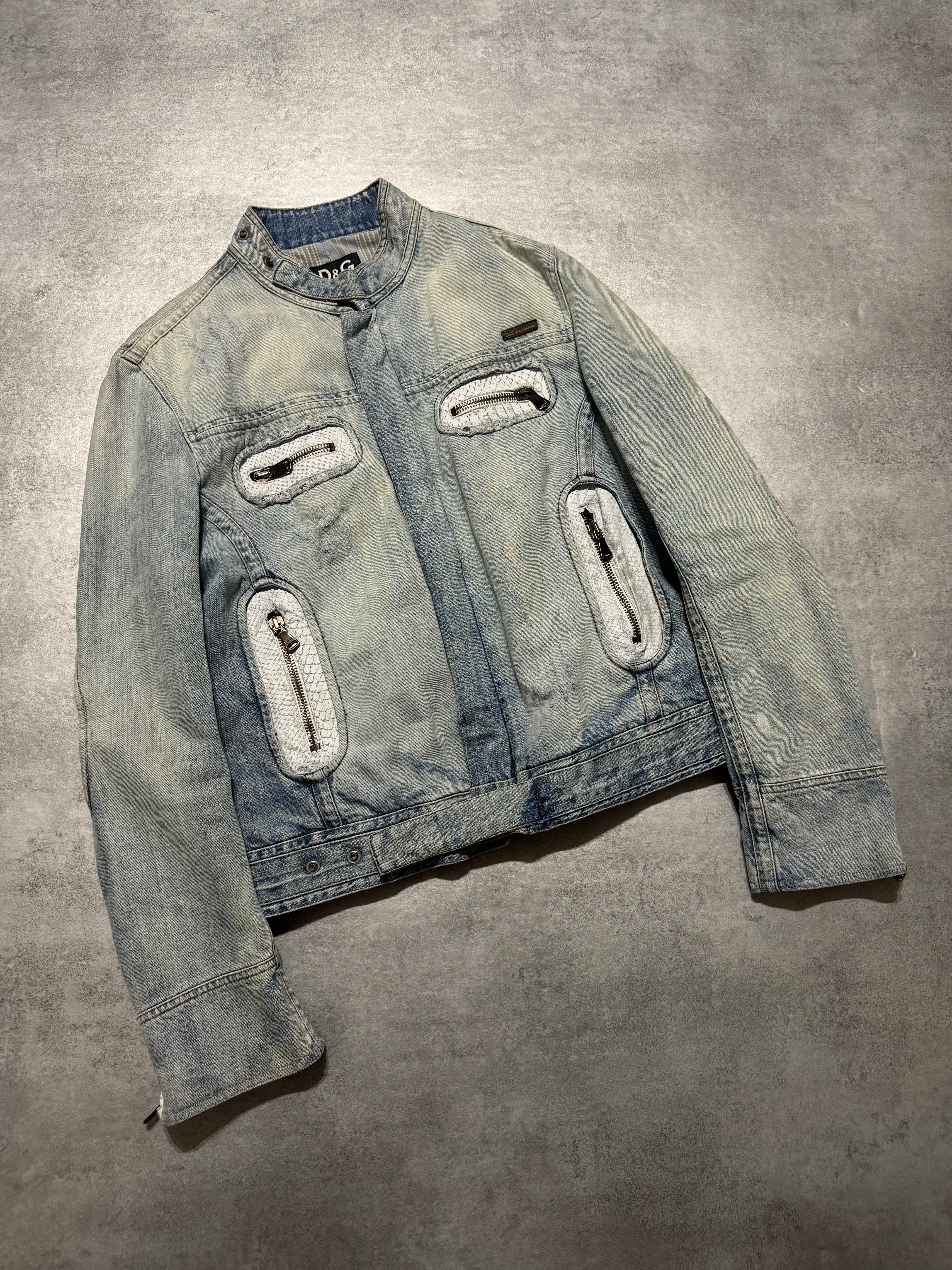 SS2005 Dolce & Gabbana Apocalyptic Biker Denim Jacket (M/L) - 4