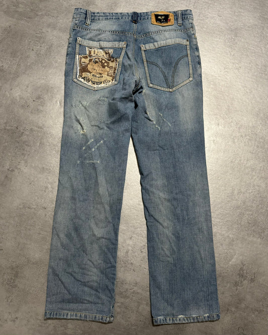 SS2006 Dolce & Gabbana Blue Distressed Denim Jeans  (L) - 1