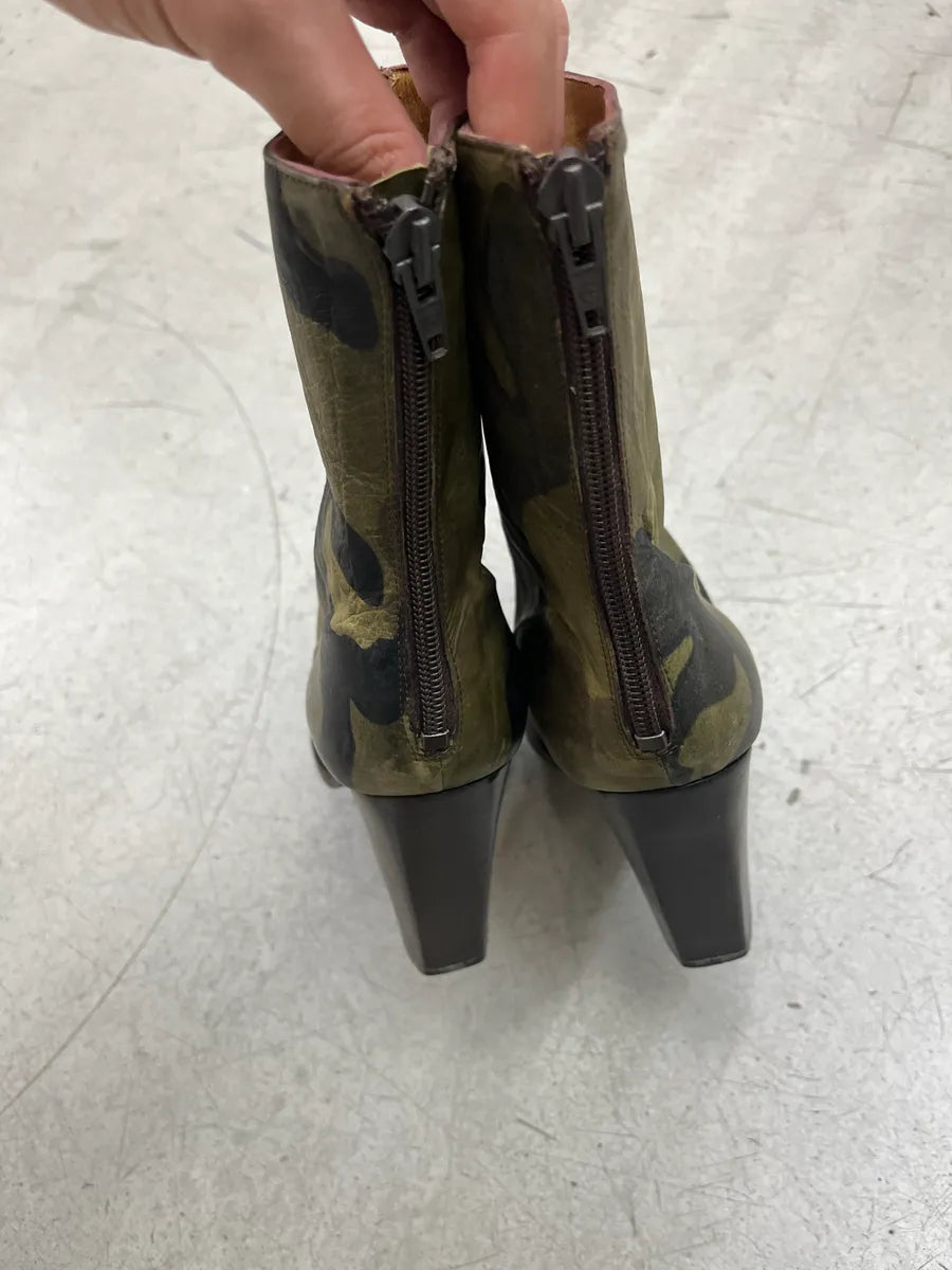 2000s Plein Sud Camo Green Leather High Heels pBfdJsbD 5