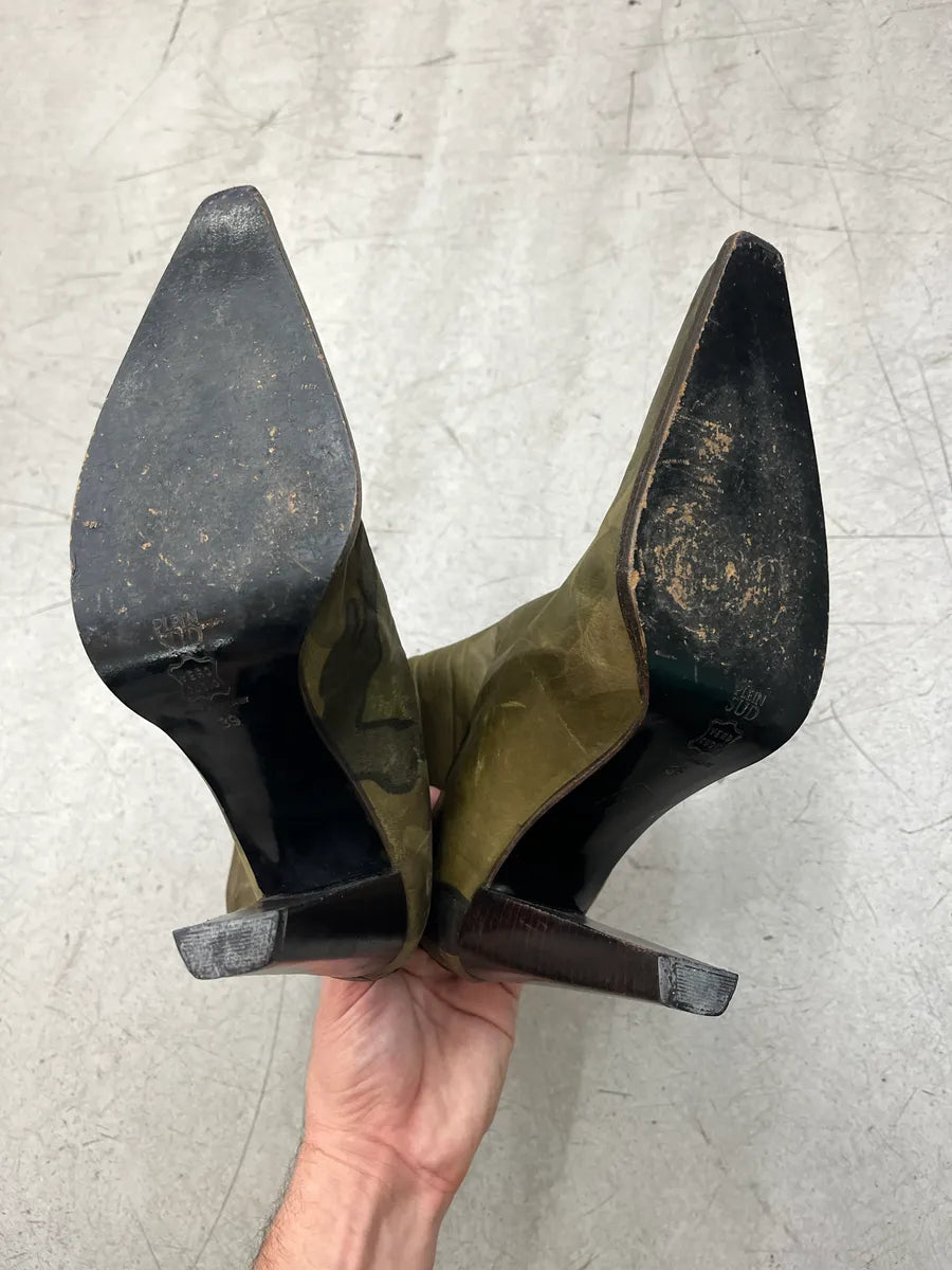 2000s Plein Sud Camo Green Leather High Heels pBfdJsbD 6