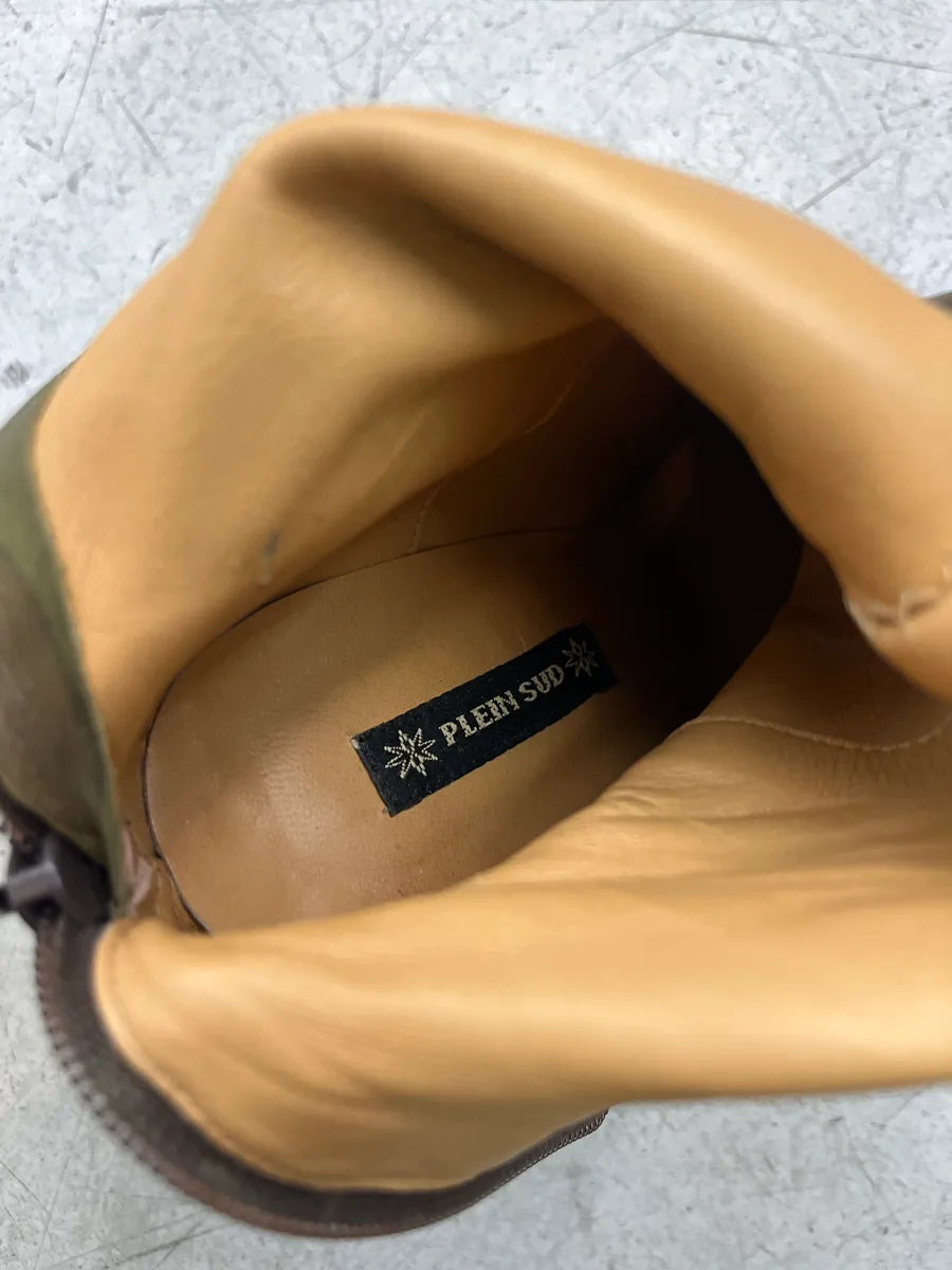 2000s Plein Sud Camo Green Leather High Heels pBfdJsbD 8