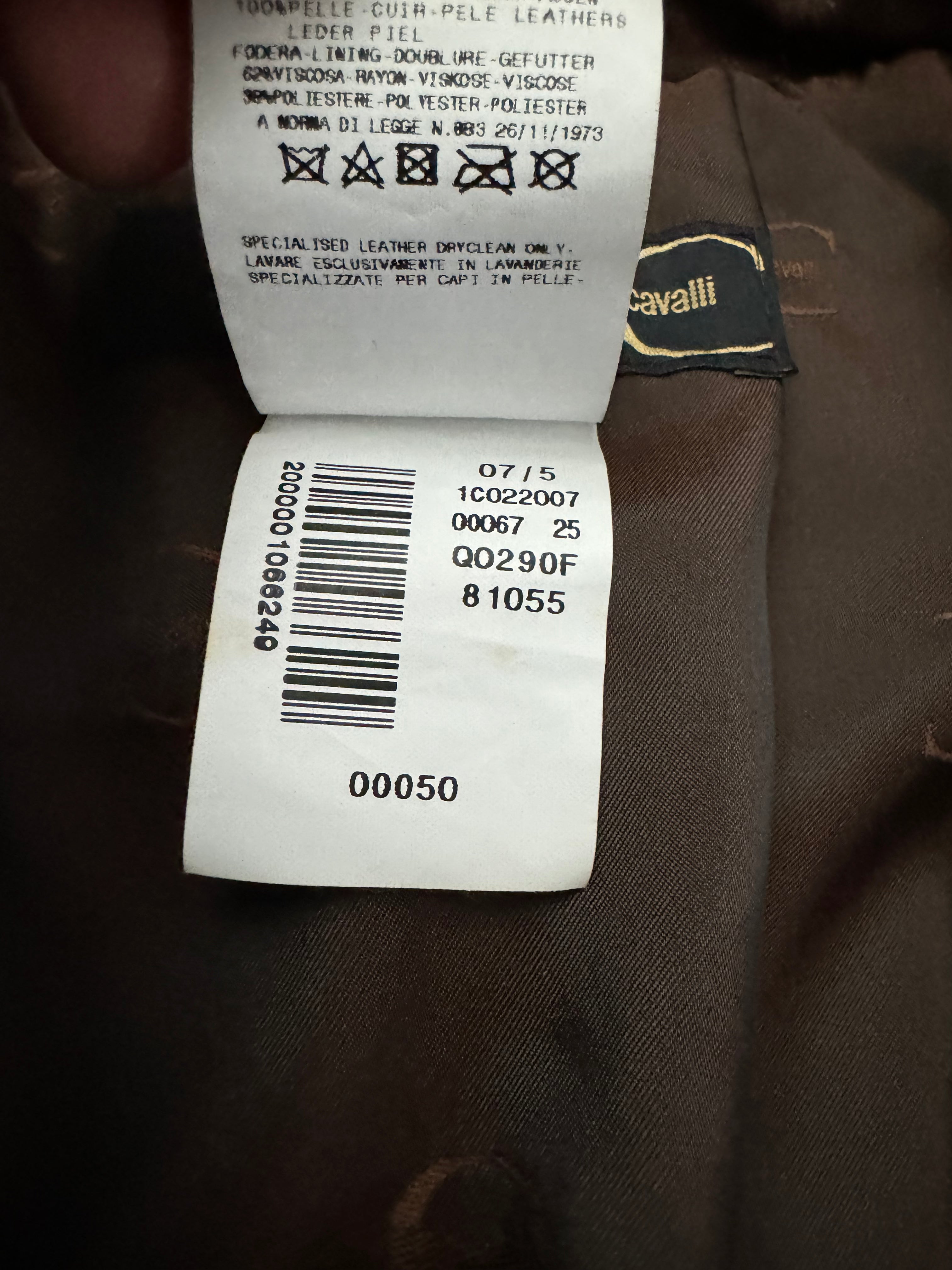 AW2007 Cavalli Brown Cargo Multi Zips Brut Leather Jacket (L) - 7