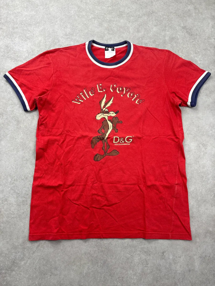 SS2006 Dolce & Gabbana Red Wile E. Coyote Road Runner Ringer T-Shirt pDVVVqMs 0