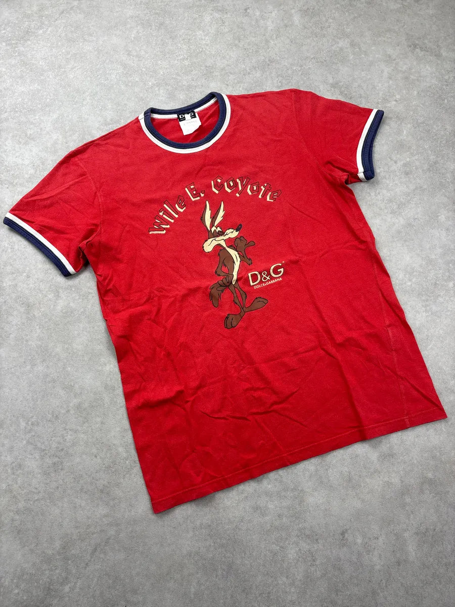 SS2006 Dolce & Gabbana Red Wile E. Coyote Road Runner Ringer T-Shirt pDVVVqMs 3