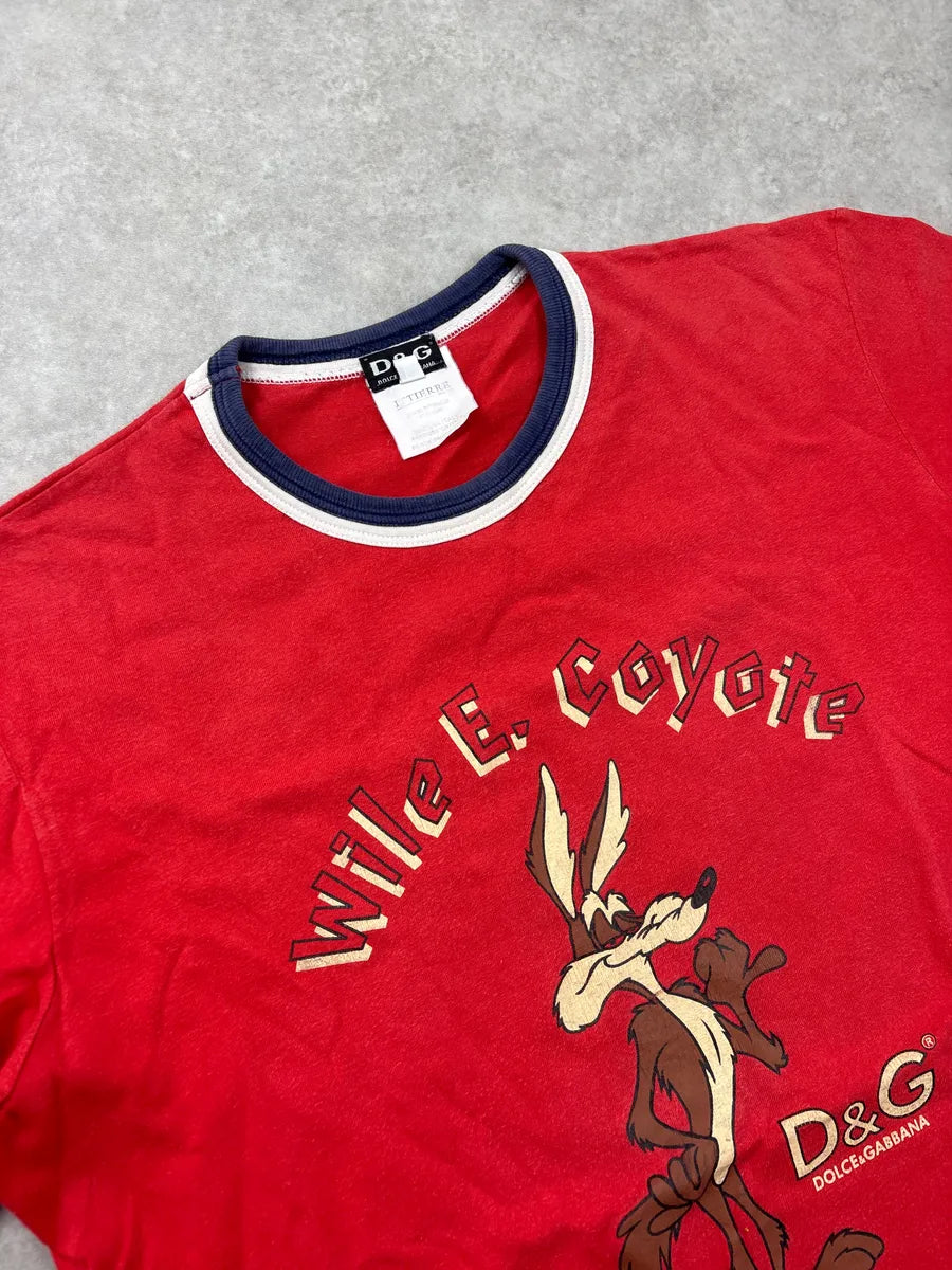 SS2006 Dolce & Gabbana Red Wile E. Coyote Road Runner Ringer T-Shirt pDVVVqMs 4