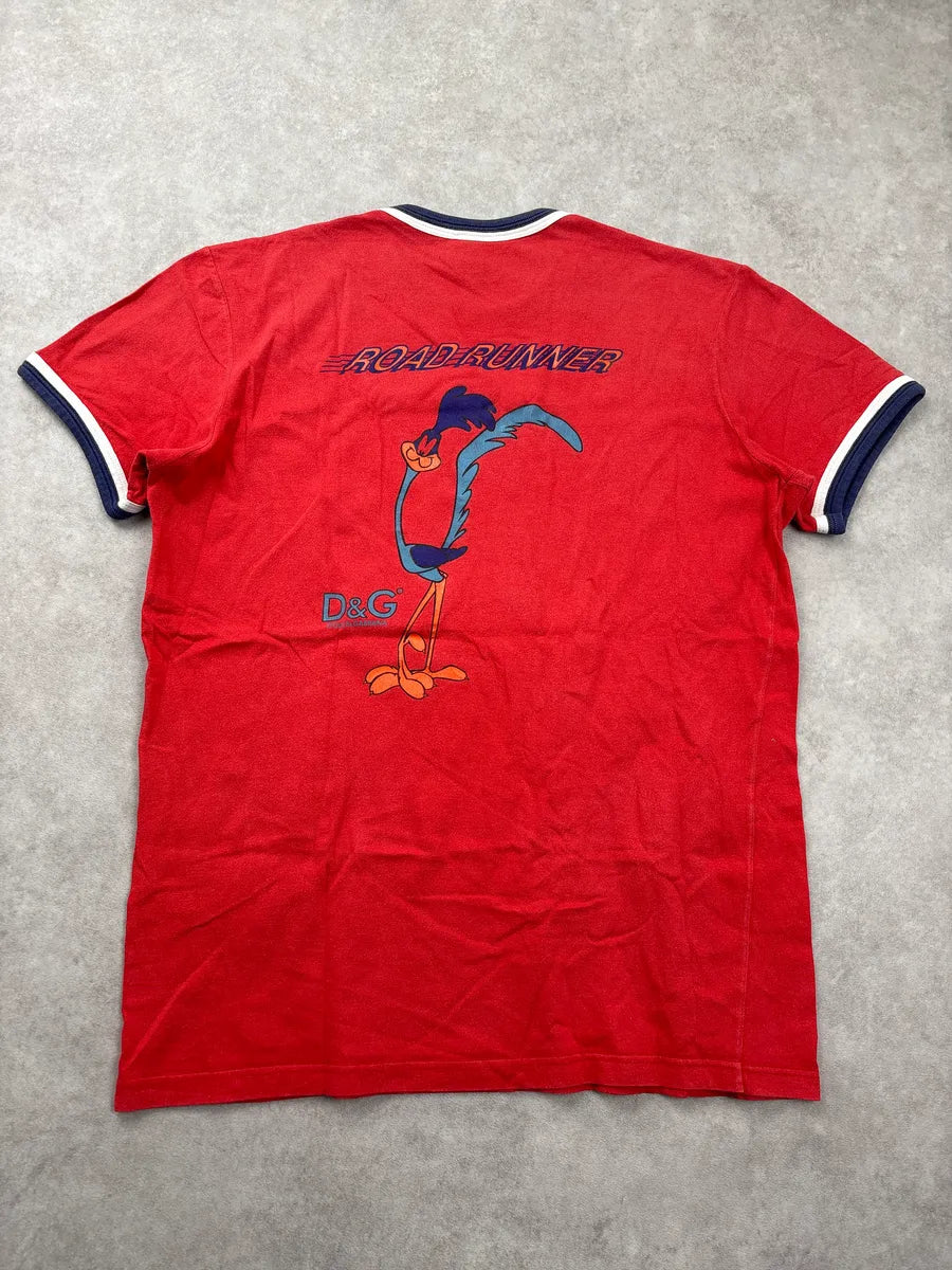 SS2006 Dolce & Gabbana Red Wile E. Coyote Road Runner Ringer T-Shirt pDVVVqMs 5