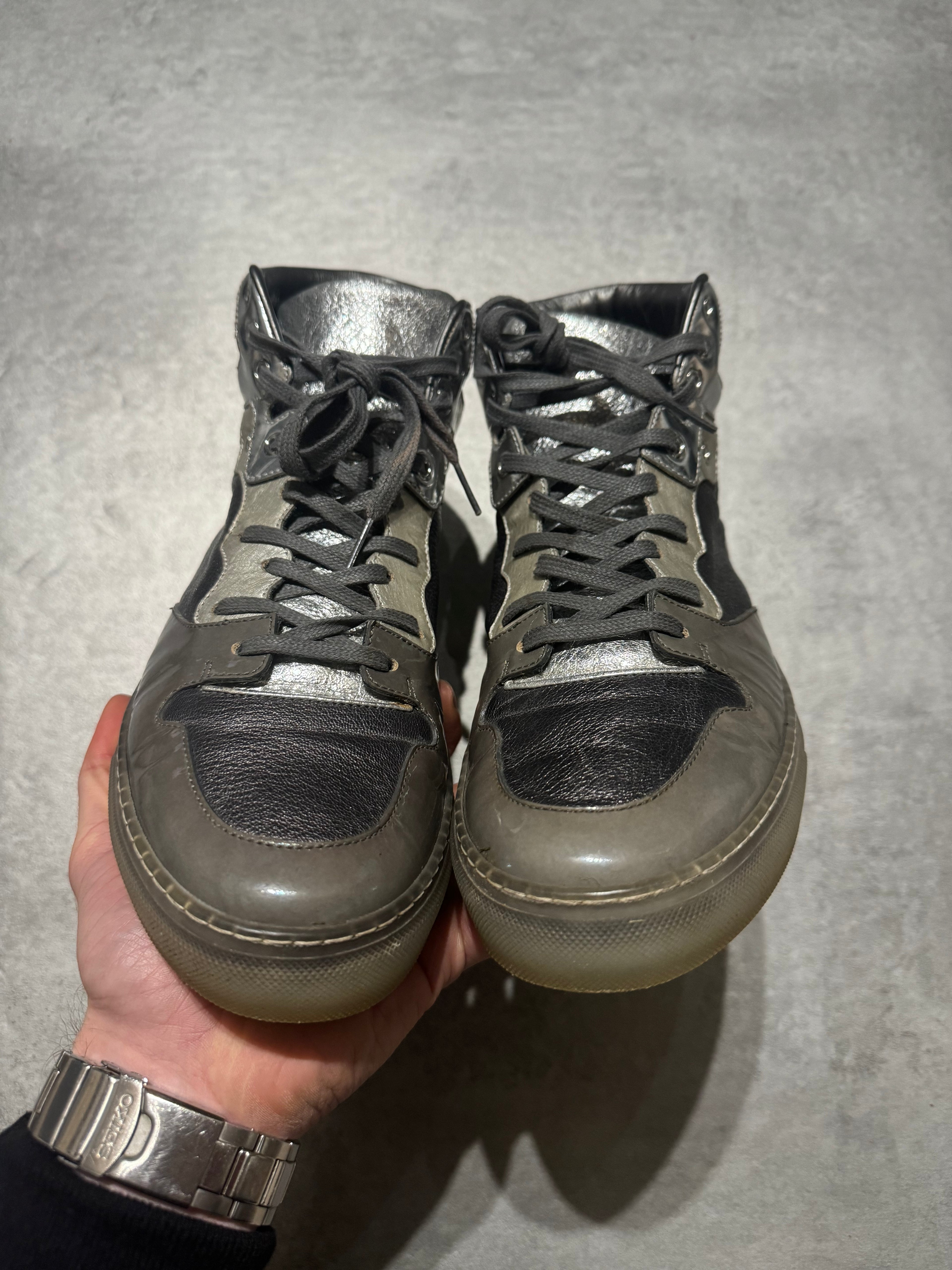 Balenciaga Arena City Grey Silver High Leather Shoes (41) - 5