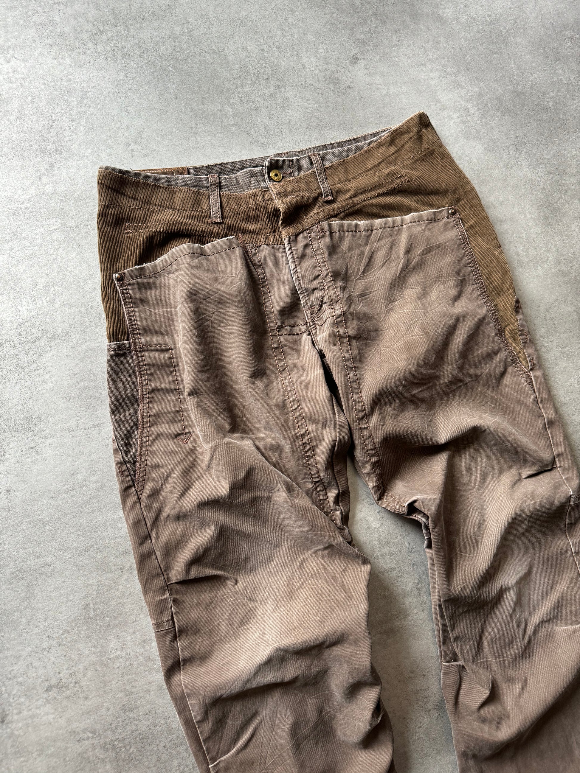 2000s Marithe François Girbaud Dual Whimsy Double-Waisted Brown Pants (L) - 8