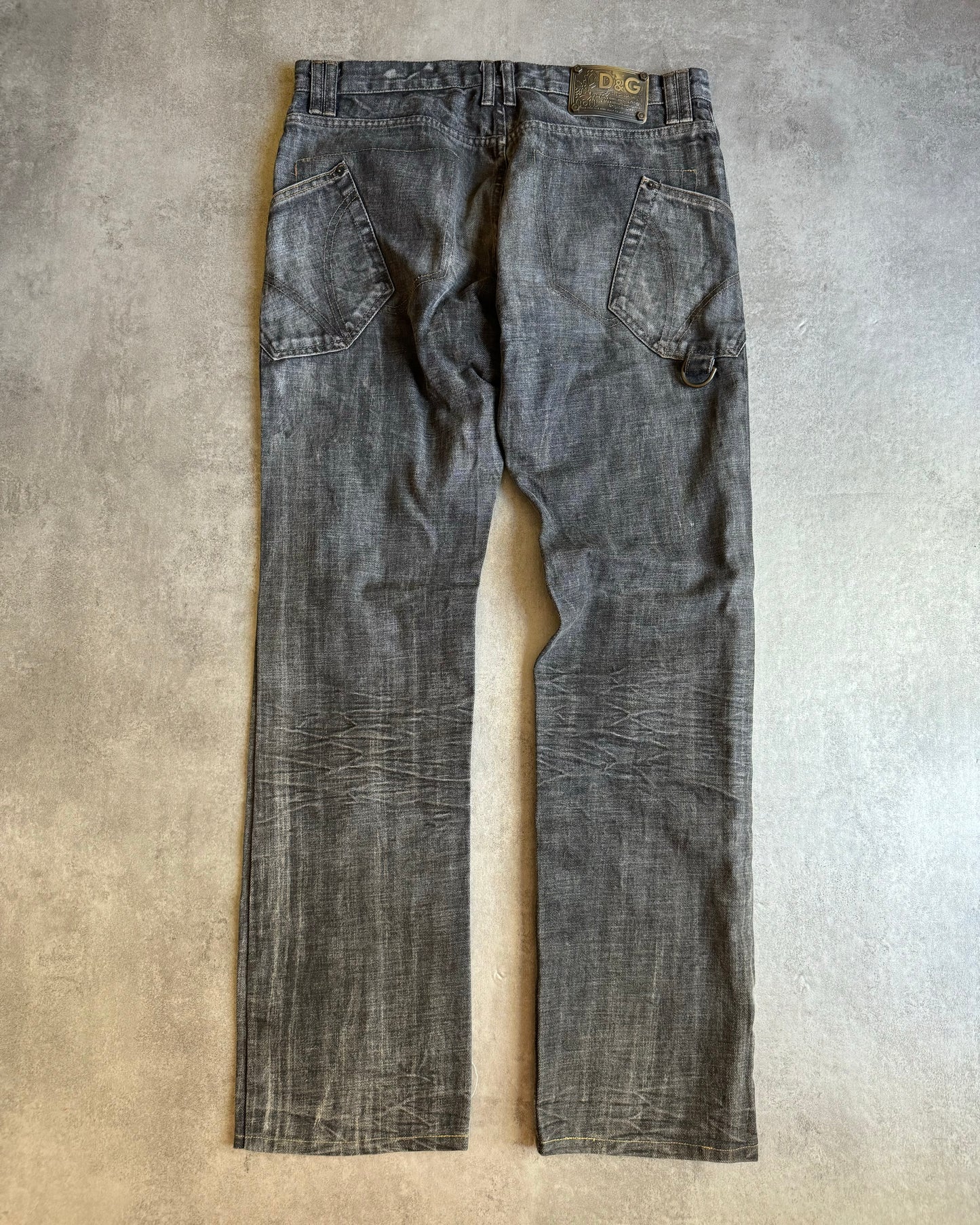 AW2003 Dolce & Gabbana Grey Eroded Denim Jeans (L) - 2