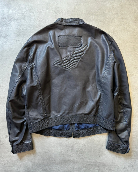 SS2006 Emporio Armani Navy Wings Leather Jacket (L) - 1