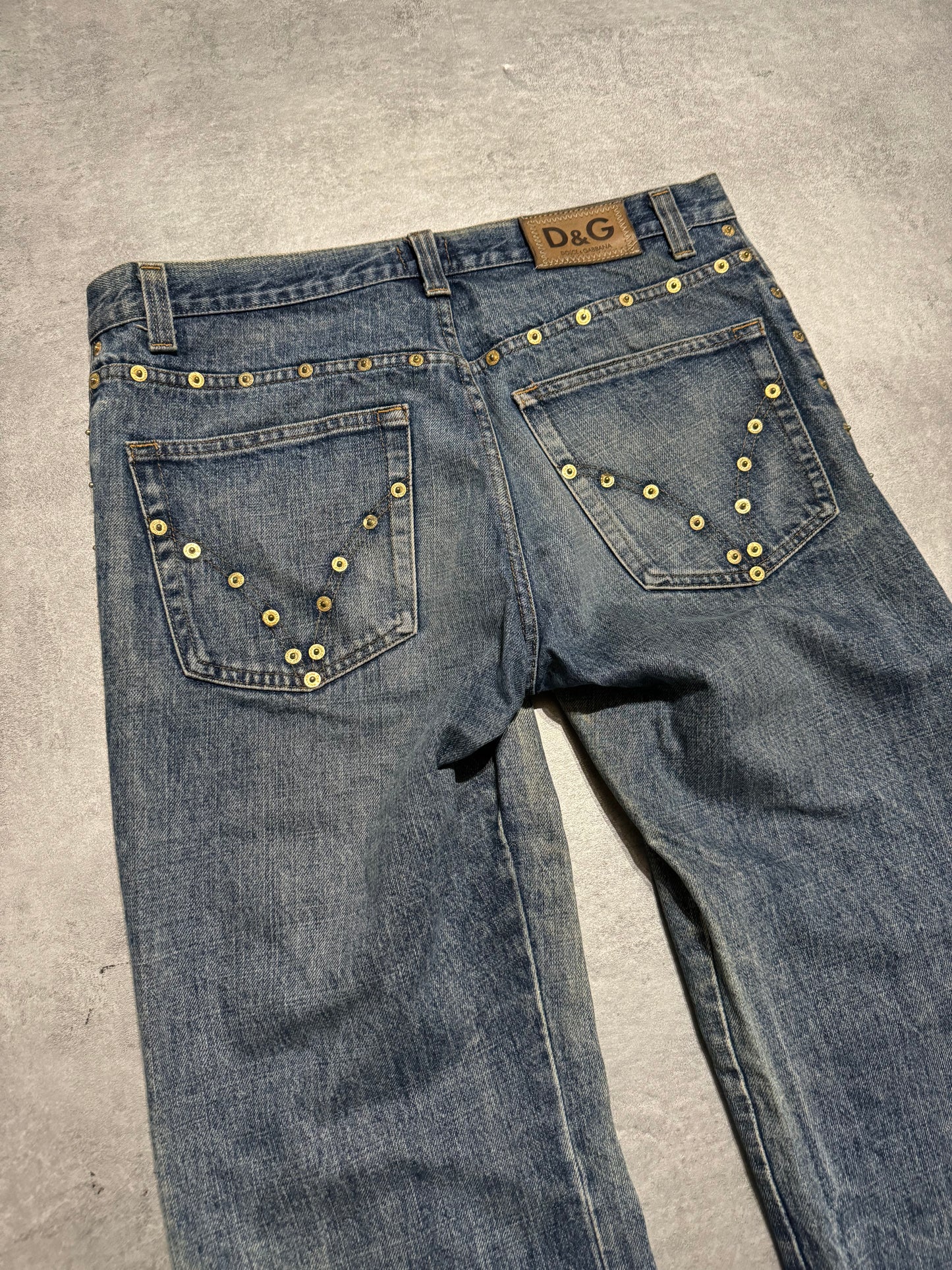 AW2005 Dolce & Gabbana Embellished Blue Denim Jeans (L) - 6