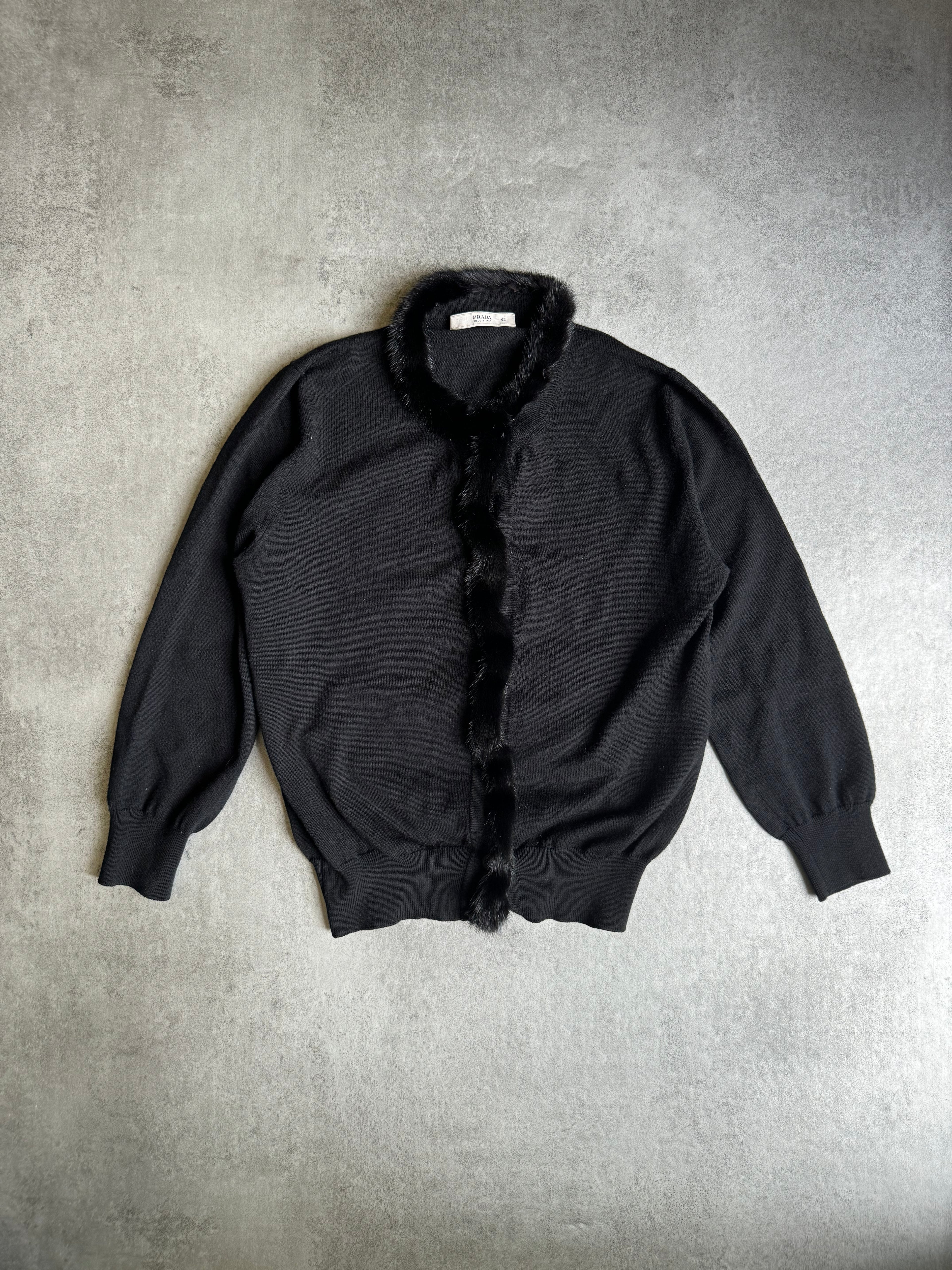 AW2000 Prada Black Fur Cardigan (XS) - 4