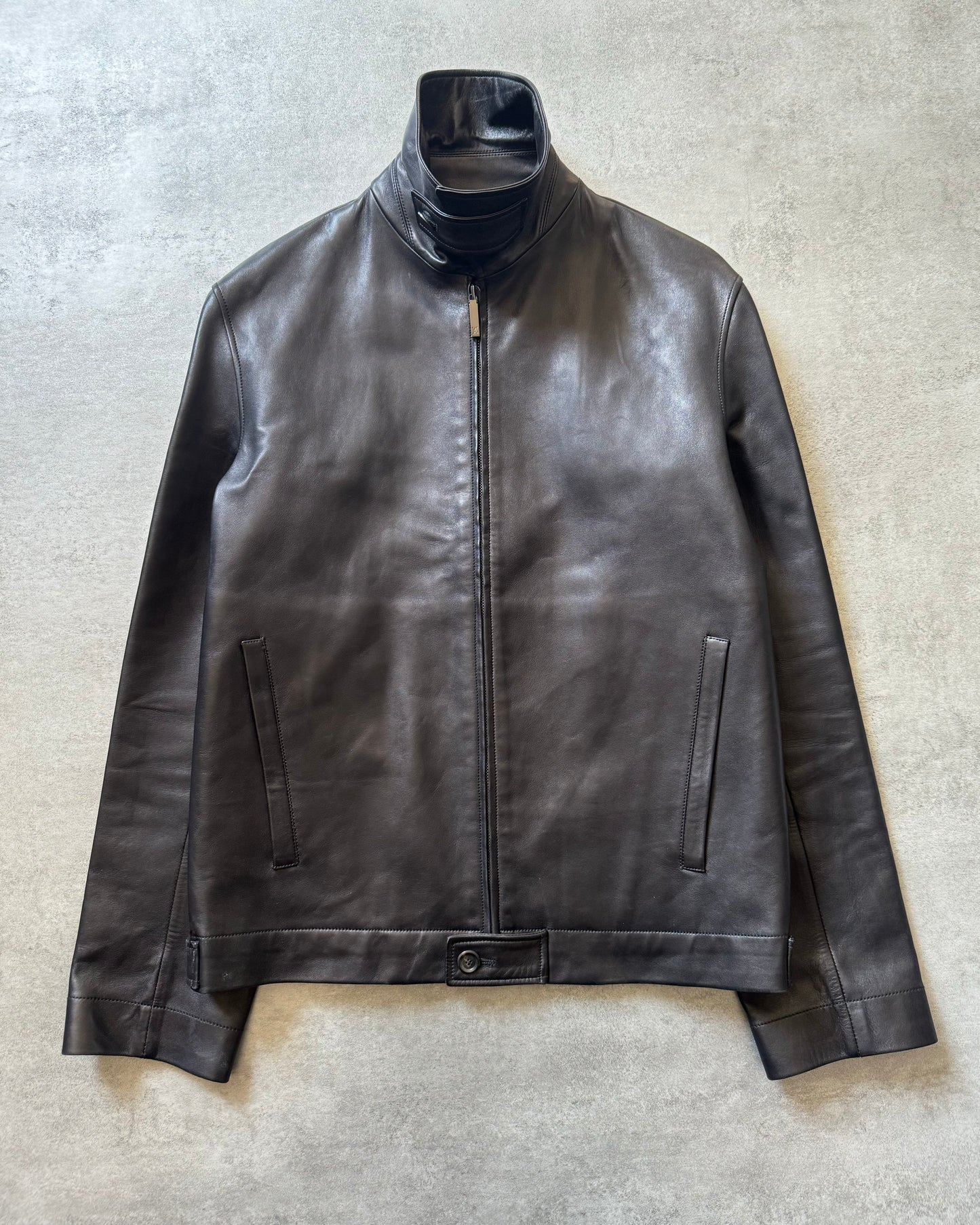 AW2020 Louis Vuitton Black Pure Minimalist Leather Jacket (M) - 2