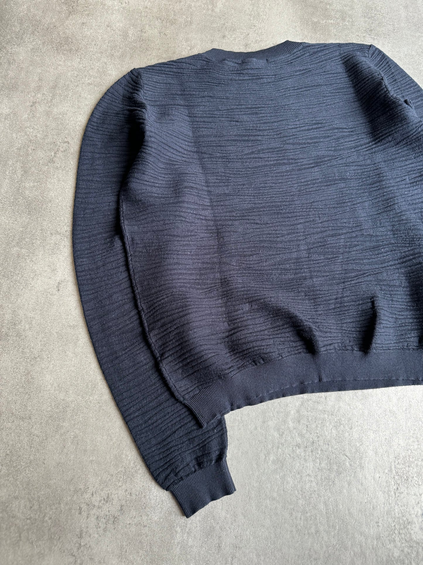 SS2020 Emporio Armani Plissed Navy Minimalist Sweater (XS/S) - 9