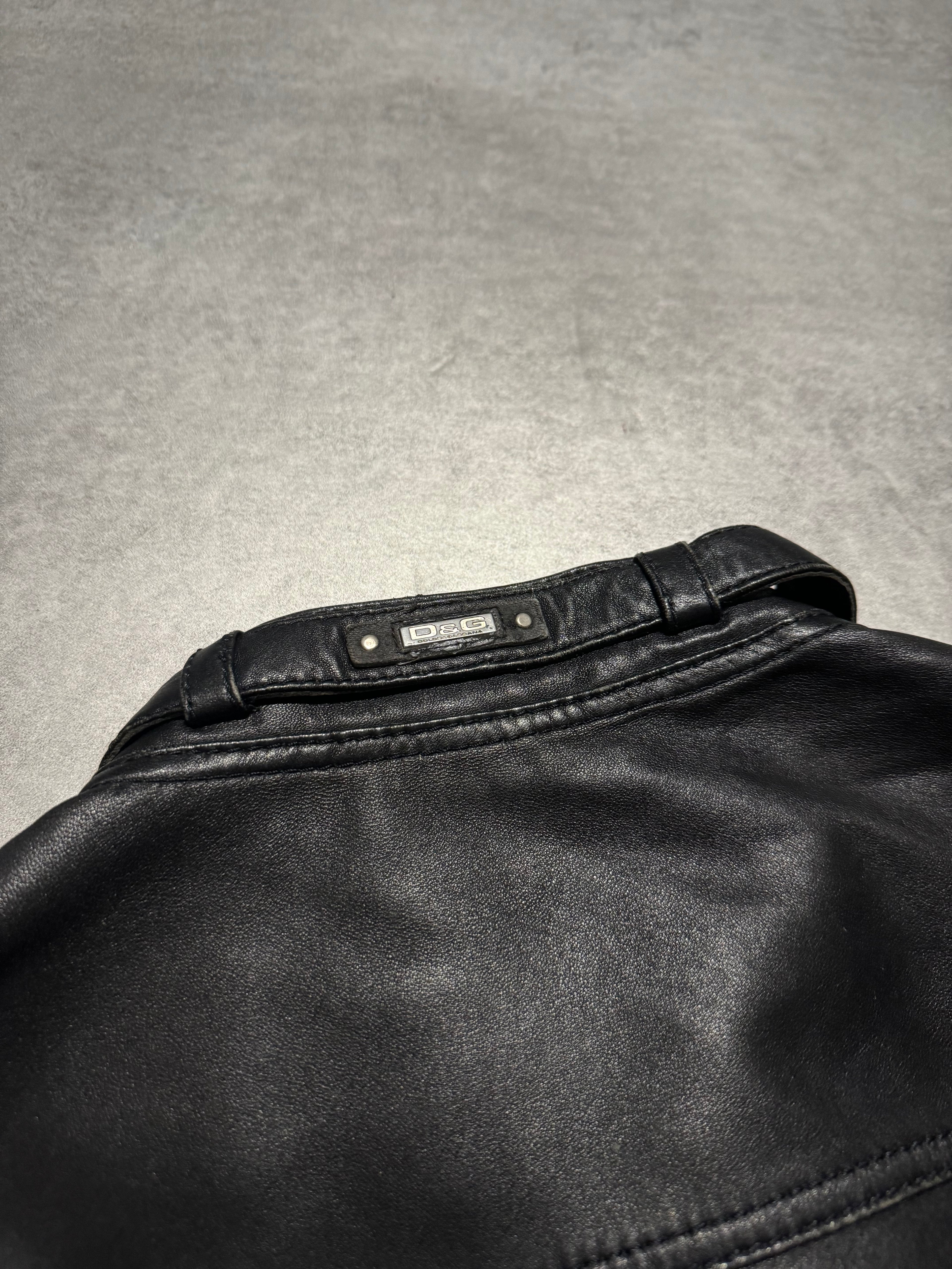 2000s Dolce & Gabbana Black Button Ups Leather Rebel Jacket  (M) - 8