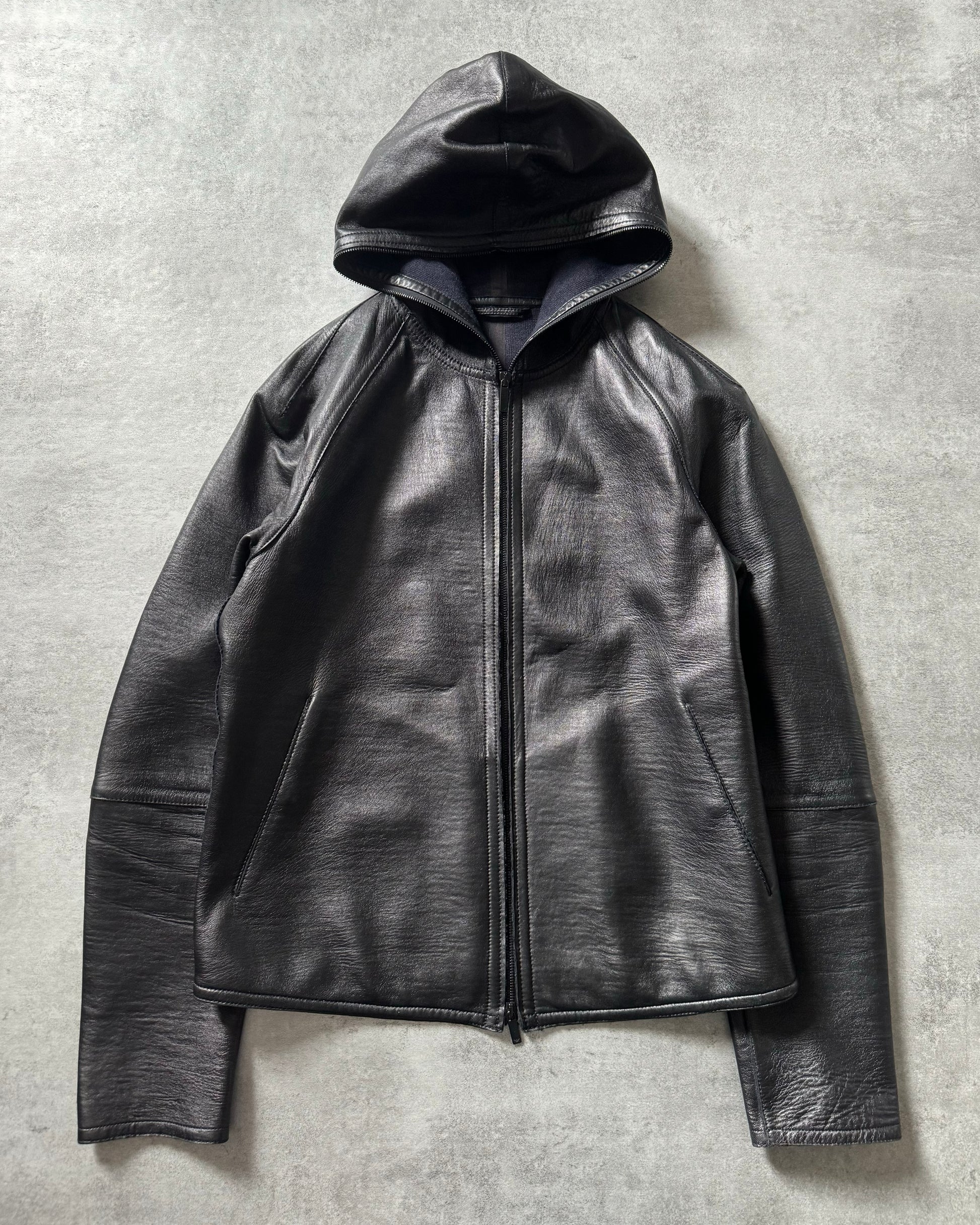 AW2015 Emporio Armani Tactical Full Zip Leather Jacket (L) - 4