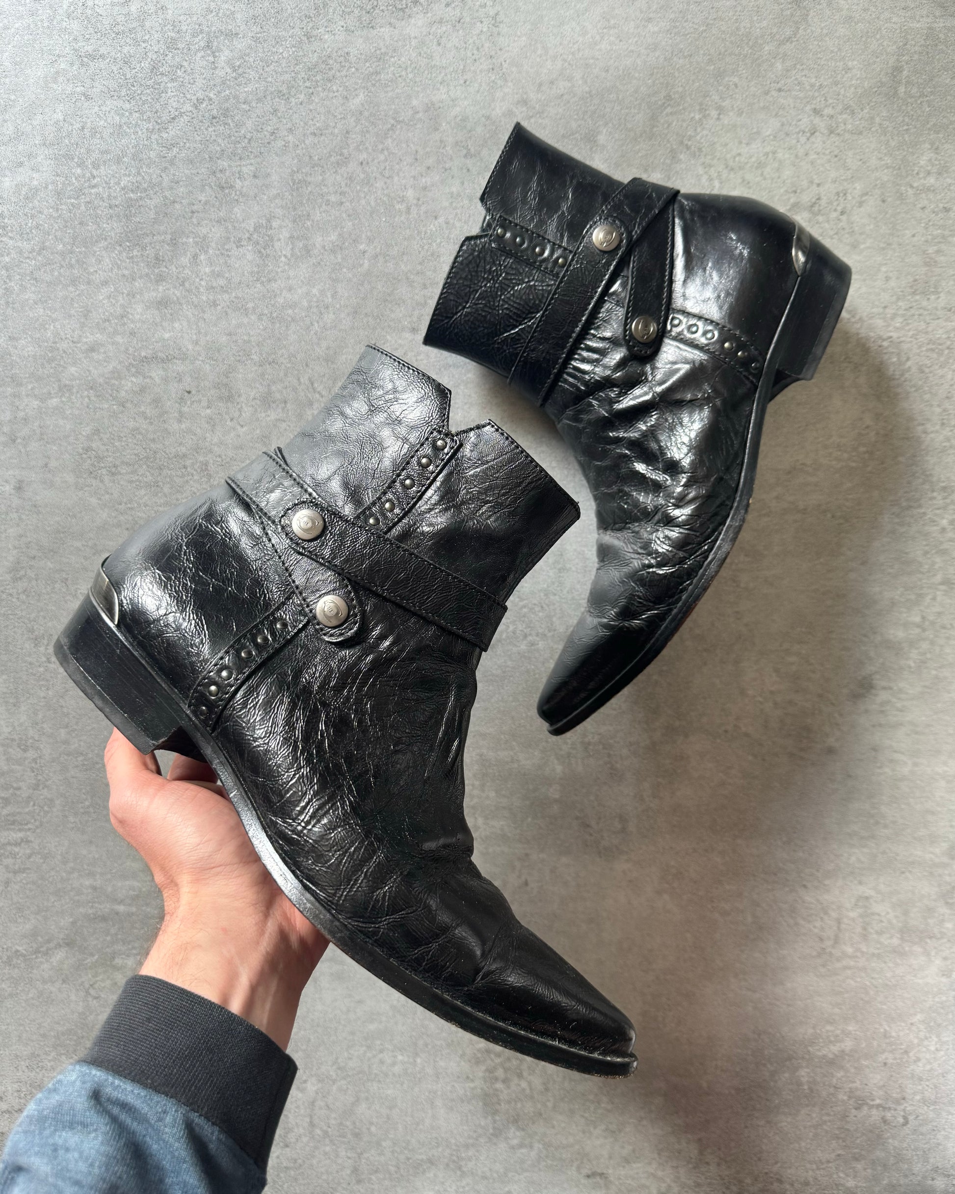 Cavalli Black Western Leather Boots  (43) - 1