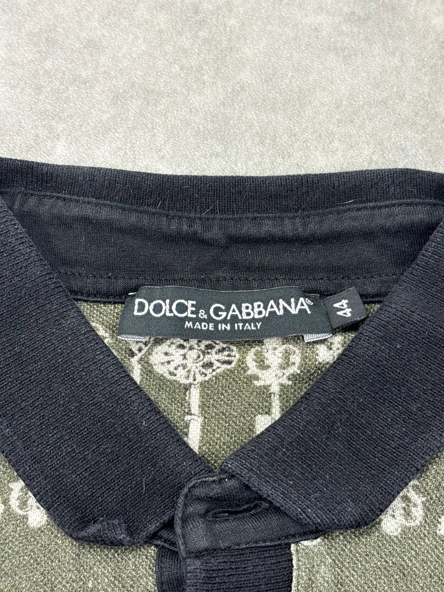2010s Dolce & Gabbana Olive Key Print Contrast Collar Polo pVvekBXC 8
