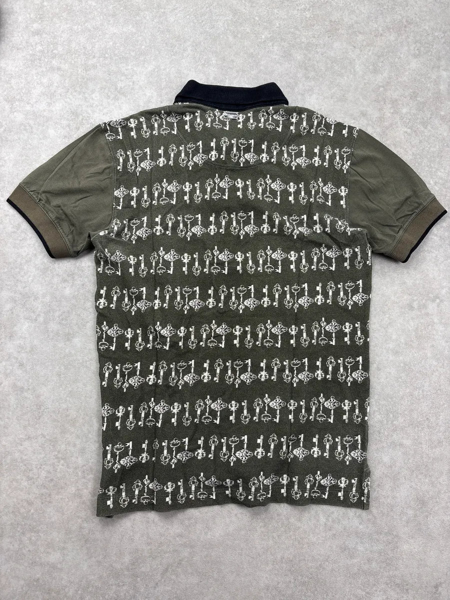 2010s Dolce & Gabbana Olive Key Print Contrast Collar Polo pVvekBXC 4