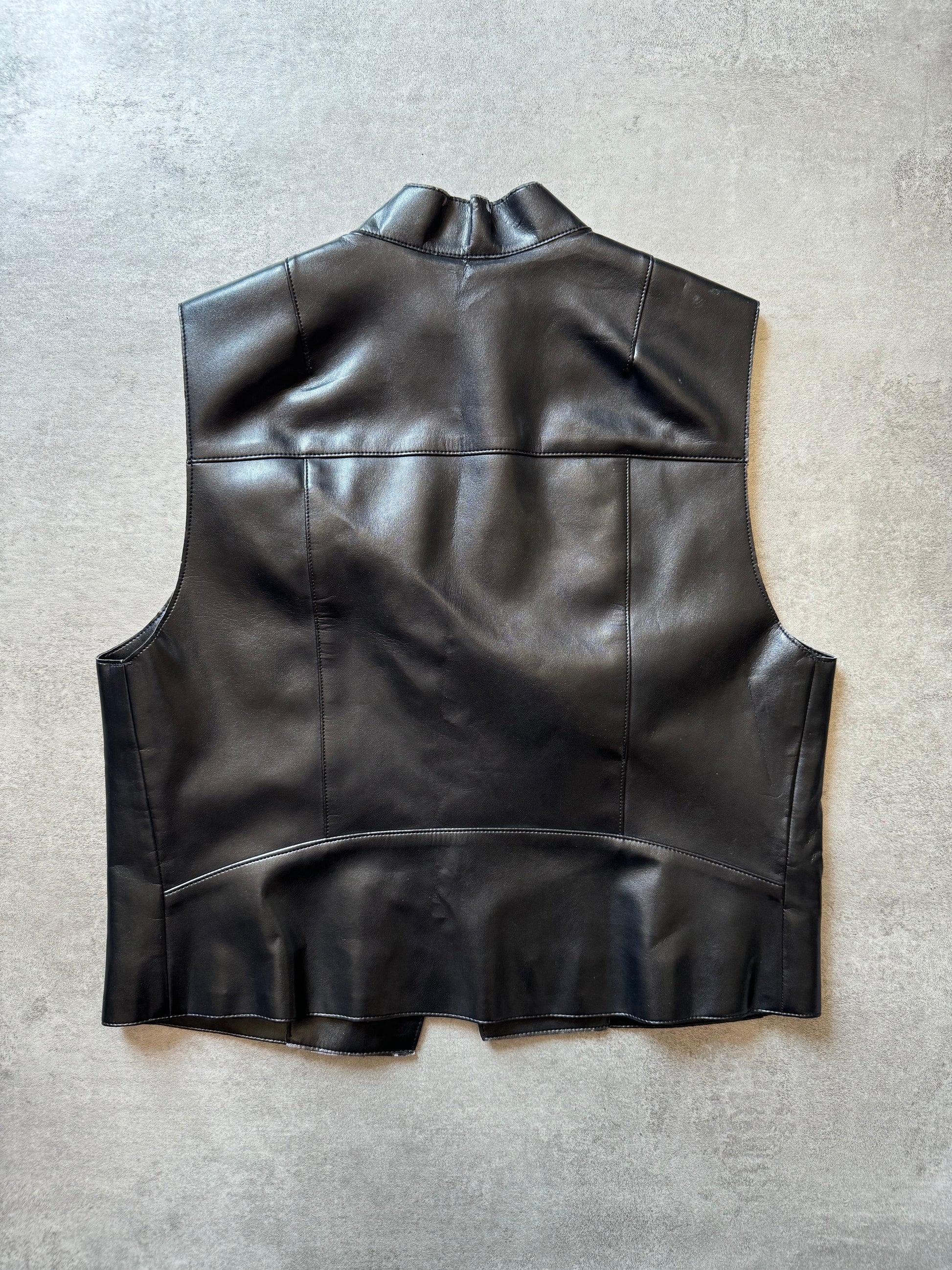 Dries Van Noten Black Leather Sleeveless jacket (XS) - 6