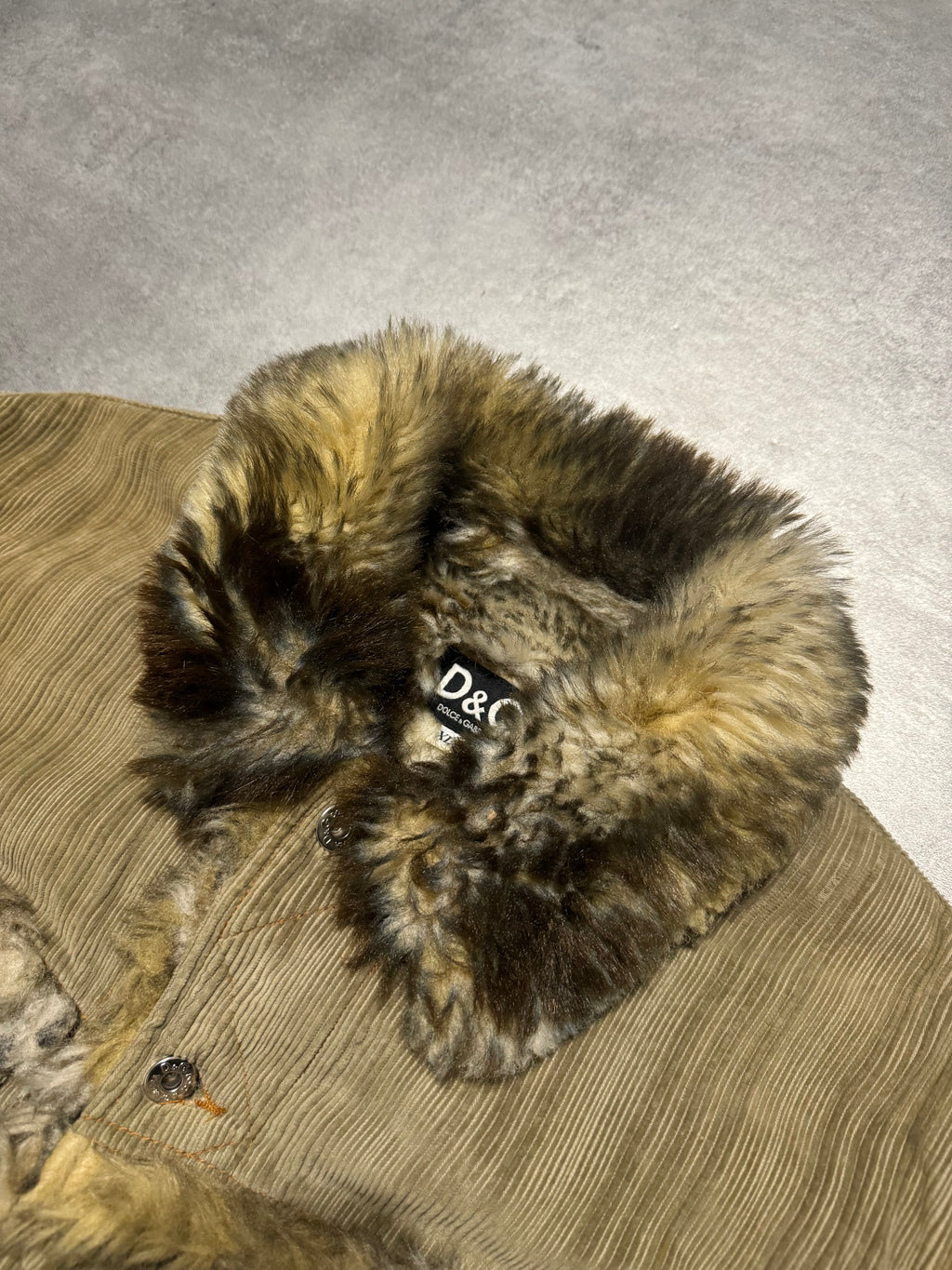 FW2001 Dolce & Gabbana Fur Corduroy Striped Jacket (L) - 10