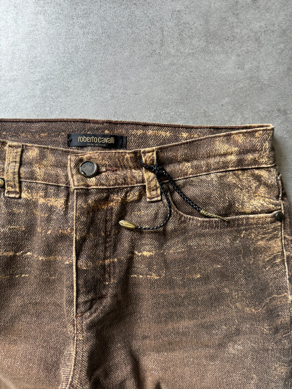 2000s Roberto Cavalli Arabic Brown Sand Erosion Pants (S) - 8