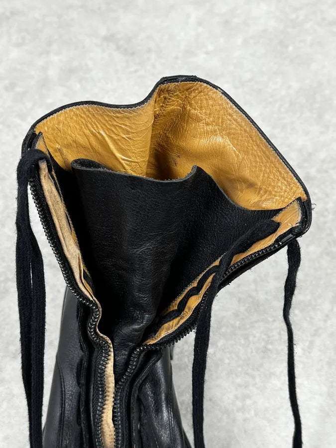 Cesare Paciotti Black Combat Leather High Boots CbLnwTU 9