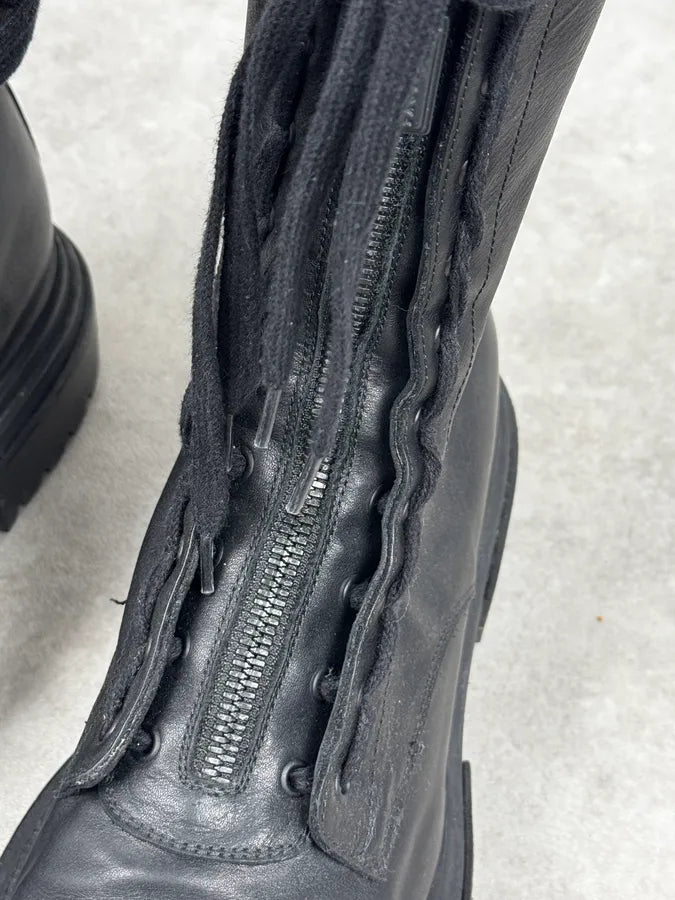 Cesare Paciotti Black Combat Leather High Boots CbLnwTU 4