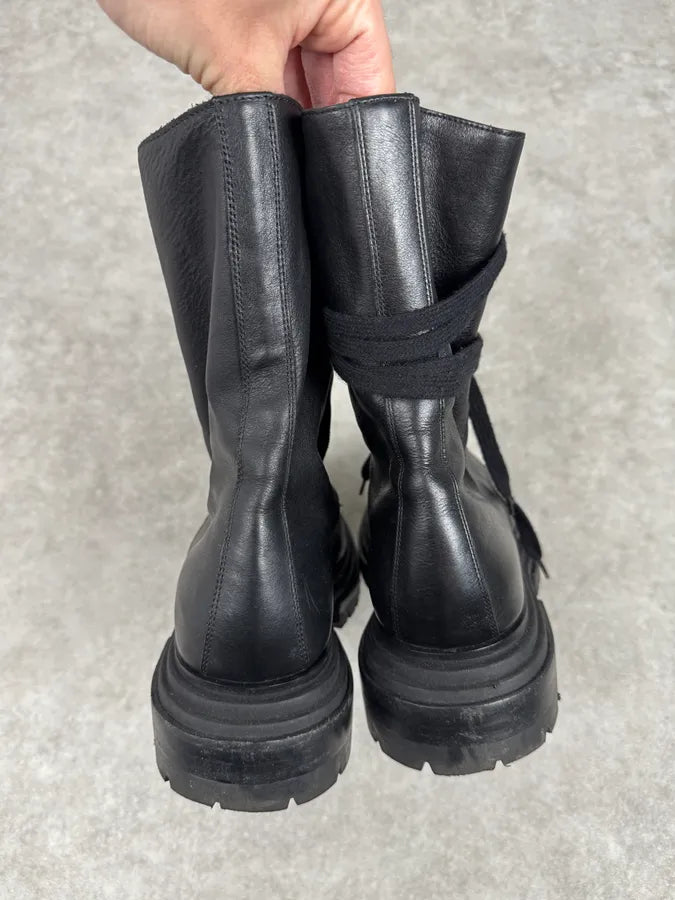 Cesare Paciotti Black Combat Leather High Boots CbLnwTU 5