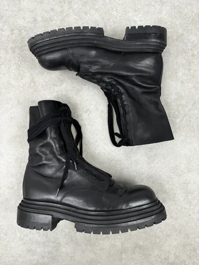 Cesare Paciotti Black Combat Leather High Boots CbLnwTU 1