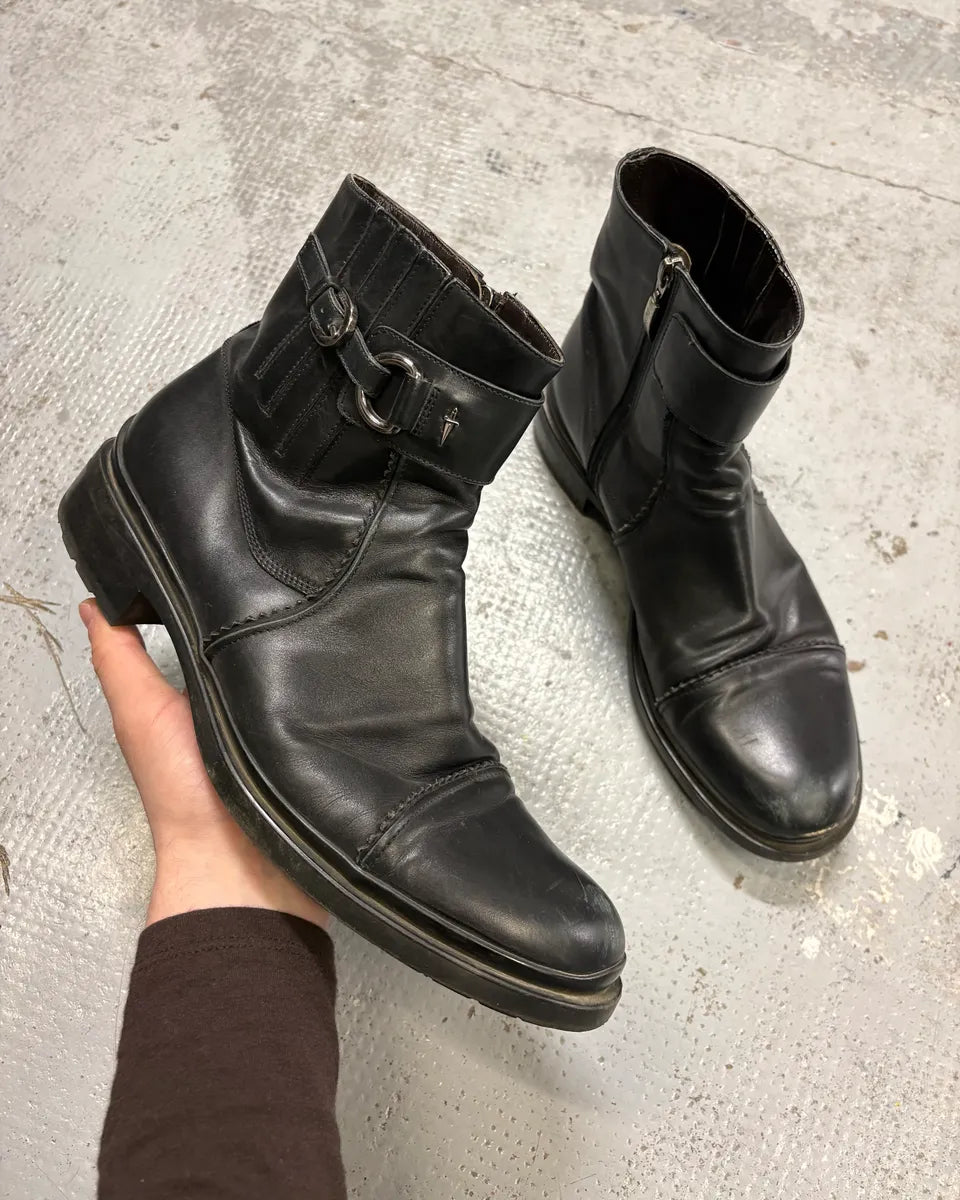 Paciotti Black Leather Harness Chelsea Boots cqPnKPg 0