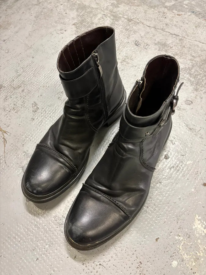 Paciotti Black Leather Harness Chelsea Boots cqPnKPg 4