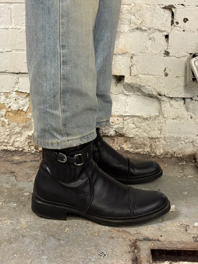 Paciotti Black Leather Harness Chelsea Boots cqPnKPg 2